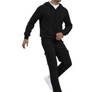 vejtmcc Chándal para hombre de un solo color, juego de dos piezas, chándal deportivo, con cordón, cremallera, traje informal, chaqueta con capucha y pantalones de chándal de algodón, traje informal