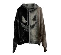 vejtmcc Hoodie Herren Oversize Retro Halloween Full Zip Sweatjacke mit Kapuze Sweatshirt Jacke Used-Look Hoodie Jacke Reißverschluss Mittelalter Kleidung Hoodie Hoodie Hoodie Loose Fit Streetwear
