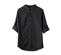 vejtmcc Ropa de verano para hombre, camisa tradicional china, estilo tango, artes marciales, Kung Fu Tai Chi, ropa de entrenamiento, camisa informal de manga corta para hombres, camisa con botones,