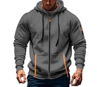vejtmcc Sudadera con capucha para hombre con cremallera, sudadera de manga larga, corte ajustado, sudadera con capucha para entrenamiento, sudadera con capucha de mezcla de algodón de alta calidad