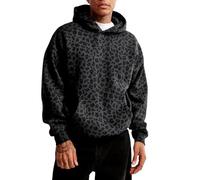 vejtmcc Sudadera con capucha para hombre con estampado de leopardo, sudadera ligera y suave para el tiempo libre, para invierno, cuello alto, informal, monocolor, chaqueta de entretiempo de invierno