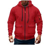 vejtmcc Sudadera con capucha para hombre de gran tamaño, sudadera con capucha con cremallera y bolsillo, sudadera multifuncional de manga larga, suéter de trabajo informal, chaqueta deportiva clásica