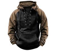 vejtmcc Sudadera con capucha para hombre, suéter militar cálido, suéter táctico, ropa vikinga, ropa medieval, vintage, sudadera con capucha, sudadera con capucha y capucha, Negro , XXL