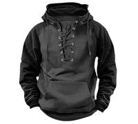 vejtmcc Sudadera con capucha para hombre, suéter militar cálido, suéter táctico, ropa vikinga, ropa medieval, vintage, sudadera con capucha, sudadera con capucha y capucha, gris, 3XL