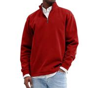 vejtmcc Sudadera con media cremallera para hombre, sin capucha, sudadera deportiva de gran tamaño, manga larga, cálida, clásica, jersey de invierno, informal, monocolor, con cuello alto, para el