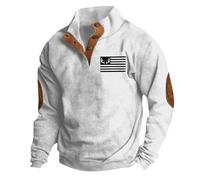 vejtmcc Sudadera para hombre con botones, media cremallera, sudadera deportiva de corte grande, chaqueta de tiempo libre, camiseta ligera de manga larga sin capucha, cuello alto, corte holgado, jersey