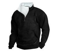 vejtmcc Sudadera para hombre con cremallera 1/4, cuello alto, camisetas de manga larga con cremallera, suéter de manga larga, sin capucha, informal, camiseta de otoño, invierno, jersey clásico de