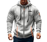 vejtmcc Sudadera para hombre con cremallera, sudadera transpirable, chaqueta de invierno cálida, chaqueta de ocio, chaqueta de entretiempo, chaqueta de entretiempo, chaqueta deportiva, gris, L