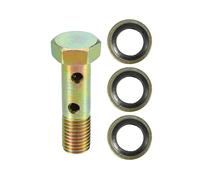 VekAuto Kit de Doble Perno Banjo, M8X1.0 Longitud 32mm Rosca Métrica Adaptador Universal para Línea de Freno de Turbocompresor de Automóvil, Tono Bronce con Arandelas Espaciadoras