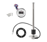 VekAuto Sensor de Nivel de Combustible con Medidor de Combustible para Coche Barco Marino Camión Caravanas Metal Tono Plateado Blanco, 0-190 ohm 250mm