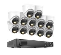 VEKELETE Cámara de Seguridad IP HD de 16 Canales NVR de 12 MP con PoE 6K, Audio y Doble luz, Sistema de videovigilancia Fijo con detección de Personas y vehículos.(None,Sky Blue)