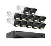 VEKELETE Cámara de Seguridad IP HD de 16 Canales NVR de 12 MP con PoE 6K, Audio y Doble luz, Sistema de videovigilancia Fijo con detección de Personas y vehículos.(None,Gray)