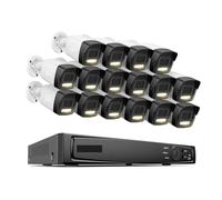 VEKELETE Cámara de Seguridad IP HD de 16 Canales NVR de 12 MP con PoE 6K, Audio y Doble luz, Sistema de videovigilancia Fijo con detección de Personas y vehículos.(4T,Purple)