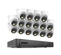 VEKELETE Cámara de Seguridad IP HD de 16 Canales NVR de 12 MP con PoE 6K, Audio y Doble luz, Sistema de videovigilancia Fijo con detección de Personas y vehículos.(4T,Pink)
