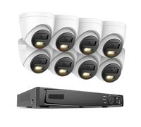 VEKELETE Cámara de Seguridad IP HD de 16 Canales NVR de 12 MP con PoE 6K, Audio y Doble luz, Sistema de videovigilancia Fijo con detección de Personas y vehículos.(None,Army Green)