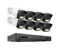 VEKELETE Cámara de Seguridad IP HD de 16 Canales NVR de 12 MP con PoE 6K, Audio y Doble luz, Sistema de videovigilancia Fijo con detección de Personas y vehículos.(2T,Beige)