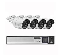 VEKELETE Kit NVR PoE de 5 MP con detección de rostros for Exteriores, H.265, detección de Movimiento, cámara IP, visión Nocturna por Infrarrojos, Kit de videovigilancia P2P(2T,4CH NVR and 4Cameras)