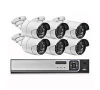 VEKELETE Kit NVR PoE de 5 MP con detección de rostros for Exteriores, H.265, detección de Movimiento, cámara IP, visión Nocturna por Infrarrojos, Kit de videovigilancia P2P(1T,8CH NVR and 6Cameras)