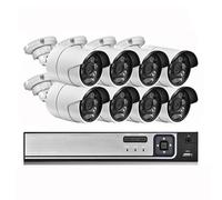 VEKELETE Kit NVR PoE de 5 MP con detección de rostros for Exteriores, H.265, detección de Movimiento, cámara IP, visión Nocturna por Infrarrojos, Kit de videovigilancia P2P(None,8CH NVR and 8Cameras)