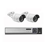 VEKELETE Kit NVR PoE de 5 MP con detección de rostros for Exteriores, H.265, detección de Movimiento, cámara IP, visión Nocturna por Infrarrojos, Kit de videovigilancia P2P(2T,4CH NVR and 2Cameras)