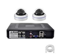 VEKELETE Sistema de cámara de Seguridad AHD HD 5MP 1080P, Domo metálico, Impermeable, Kit de videovigilancia DVR de 4 Canales BNC, 2 o 4 cámaras(1T,5MP Camera x 2)