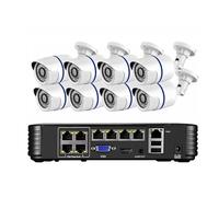VEKELETE Sistema de cámara IP H.265+ 4K 8MP PoE con IA, detección de Movimiento, 3,6 mm, Audio P2P, NVR for Exteriores, Kit de grabación de Video CCTV(None,8CH NVR and 8 Camera)