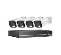 VEKELETE Sistema de cámaras de Seguridad DVR CCTV de 8 Canales con IA, Kit analógico AHD, HD 4K, 8 MP, Bala de Metal, Resistente al Agua, videovigilancia Inteligente.(2T,8CH DVR 4PCS Camera_US Plug)