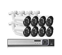 VEKELETE Sistema de CCTV con visión Nocturna a Todo Color, 8 MP, 8 Canales, NVR, IA, 4K, PoE, Kit de videovigilancia Impermeable for Exteriores, Conjunto de cámaras de Seguridad(1T,8CH NVR and 8PCS)