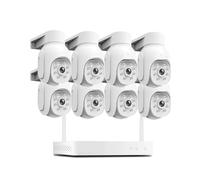 VEKELETE Sistema de videovigilancia de 3 MP, 8 Canales, WiFi, 1536P, P2P, NVR, Kit for Exteriores, Sistema de cámaras de Seguridad CCTV con IA, Audio y PTZ.(500g,8 PTZ CAM with NVR)