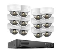 VEKELETE Sistema de videovigilancia PoE de 16 Canales, cámara de 8 x 12 MP, visión Nocturna, detección de Movimiento, cámara de Seguridad Inteligente con Doble luz y Audio.(12pcs)