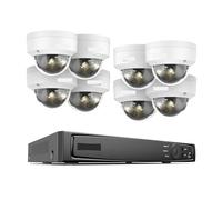 VEKELETE Sistema de videovigilancia PoE de 16 Canales, cámara de 8 x 12 MP, visión Nocturna, detección de Movimiento, cámara de Seguridad Inteligente con Doble luz y Audio.(8pcs)