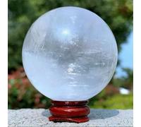 VEKETE 200-1500g Raro Natural Calcita Blanca Cuarzo Esfera Bola De Cristal Espécimen Piedras Preciosas Regalos Decorativos Con Base,1300-1500g