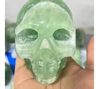 VEKETE 300-1500g Natural Verde Fluorita Cuarzo Calavera Piedra Preciosa Cabeza Cristal Artesanía Hogar Decorativo,1200-1500g