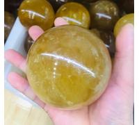 VEKETE 4-10cm Ópalo Amarillo Natural Cristal Pulido Piedra Esférica Piedra Preciosa Yeso Original Piedra Masajeador Decoración Del Hogar,8cm