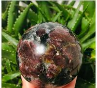 VEKETE 60-65MM Natural Burgundy Garnet And Firework Ball Quartz Reiki Jewelry Collector