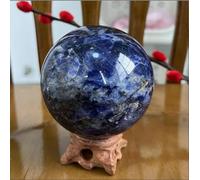VEKETE 75mm Esfera De Piedra De Vena Azul Natural Sodalita Bola De Cristal De Cuarzo Dumortierita Mineral Meditación Energía Decoración Colector Con Base