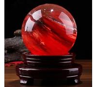 VEKETE 80mm Raro Hermoso Natural Rojo Citrino Calcita Cuarzo Cristal Esfera Bola Piedra Preciosa Decoración Del Hogar Con Base