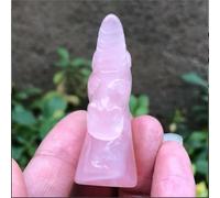 VEKETE Artesanías Y Regalos Decorativos De Reiki De Cristal Tallado A Mano Con Calavera De Unicornio De Cuarzo Rosa Natural