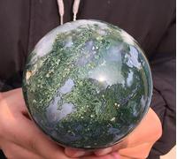 VEKETE Bola De Ágata De Musgo Natural,Bola De Cristal De Cuarzo,Regalo De Decoración Del Hogar,80-85mm