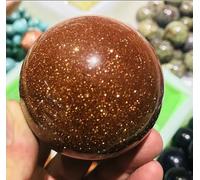 VEKETE Bola De Arena De Oro Natural De 50-55mm Bola De Cristal De Cuarzo Reiki Tallado En Cristal Artesanía Decoración Del Hogar