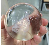 VEKETE Bola De Cristal De 80mm,Globo 3D Con Tallado Interior De Ángel Y Calavera Y Ambas Manos,Modelo De Bola De Cristal De Cuarzo,Esfera De Cristal,Decoración Del Hogar,6