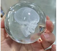 VEKETE Bola De Cristal De 80mm,Globo 3D Con Tallado Interior De Ángel Y Calavera Y Ambas Manos,Modelo De Bola De Cristal De Cuarzo,Esfera De Cristal,Decoración Del Hogar,1