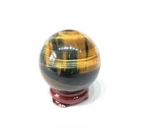 VEKETE Bola De Cristal De Cuarzo Natural,Esfera De Ojo De Tigre Amarillo Azul Espiritual,Decoración Del Hogar Con Base,PC 1,aproximadamente 30-40mm