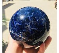 VEKETE Bola De Cristal De Cuarzo Sodalita Natural Esfera De Piedra Dumortierita Venas Azules Meditación Mineral Decoración Energética Coleccionista De Joyas De Piedras Preciosas,9-10cm