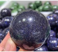 VEKETE Bola De Cristal De Cuarzo Y Arena Azul Natural,40-100mm,Hermosa Bola De Cristal Decorativa Para El Hogar,80-90mm