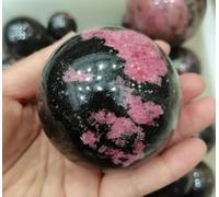 VEKETE Bola De Cristal De Esfera De Cuarzo Rodonita Natural De 40-100mm,Decoración De Habitación De Cristal De Reiki,Adornos De Bolas,Manualidades De Decoración,40-50mm