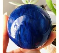 VEKETE Bola De Cristal De Fusión Azul De Cristal De Cuarzo Natural,Decoración Artesanal Para Sala De Estar,5-6cm,6cm