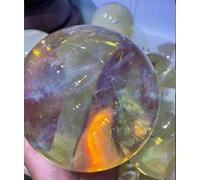 VEKETE Bola De Cristal De Piedra De Fusión Amarilla Natural,Bola De Cristal Grande,Piedra Curativa,Decoración Para Sala De Estar Y Oficina,150mm