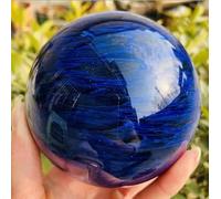 VEKETE Bola De Cristal Natural,Piedra De Cuarzo De Roca,Piedra Azul Fundida,Bola De Energía Feng Shui,Decoración De Reiki,Decoración Del Hogar,9,5-10cm