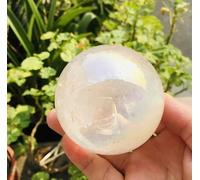 VEKETE Bola De Cristales De Cuarzo Blanco Con Aura De Ángel,Piedras Naturales Y Minerales,Esfera De Piedras Preciosas,Decoración Del Hogar,Artesanías Feng Shui,aproximadamente 7cm